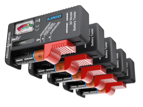 Tester per batterie con batteria AA Modello 3D