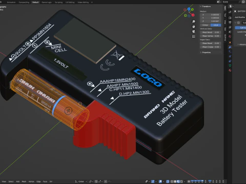 Tester per batterie con batteria AA Modello 3D