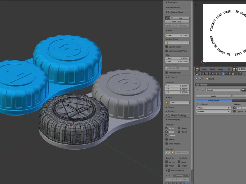 Estojo para lentes de contato Modelo 3D