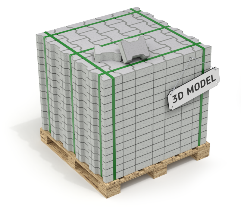 Paving Stones and Wooden Pallet 3D-Modell .c4d .max .obj .3ds .fbx .stl .blend 