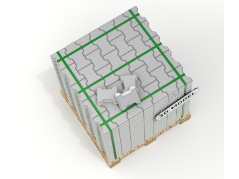 Paving Stones and Wooden Pallet 3D-Modell