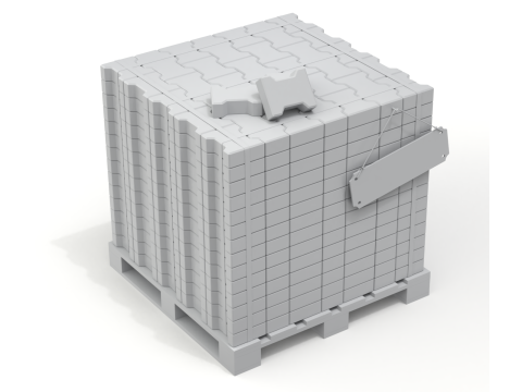 Paving Stones and Wooden Pallet 3D-Modell