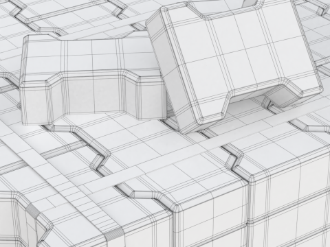 Paving Stones and Wooden Pallet 3D-Modell
