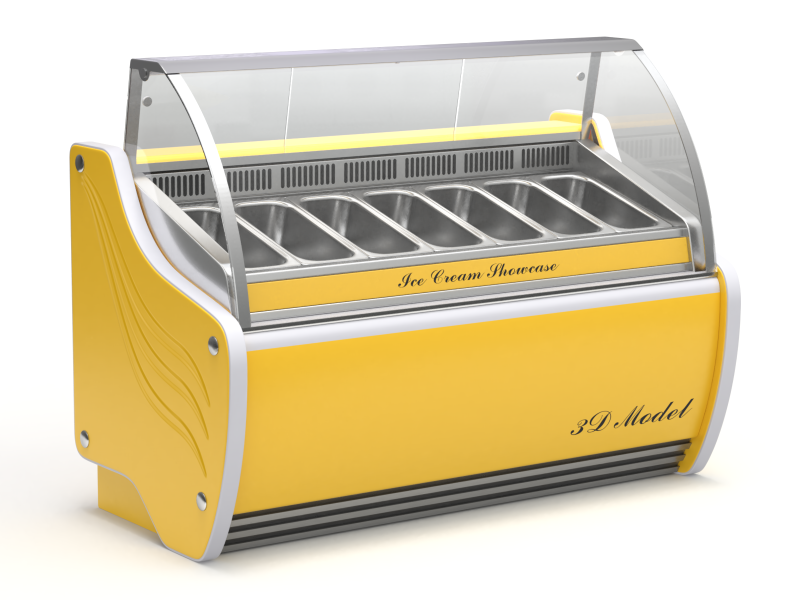 Ice Cream Showcase Fridge 3D Модель .c4d .max .obj .3ds .fbx .stl .blend 