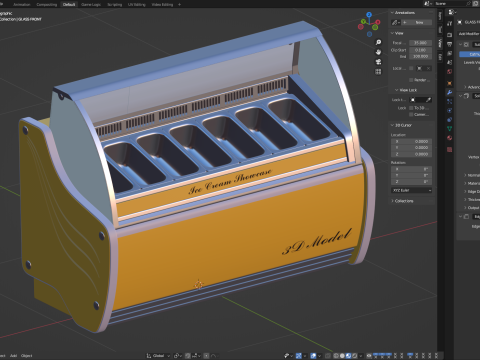 Ice Cream Showcase Fridge 3D Модель