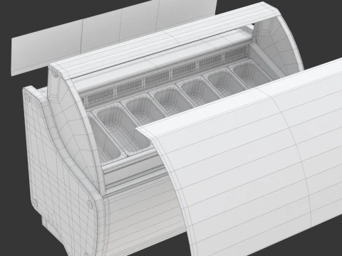Ice Cream Showcase Fridge 3D Model