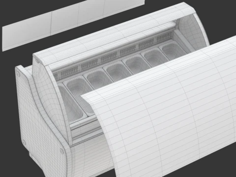 Ice Cream Showcase Fridge 3D Model