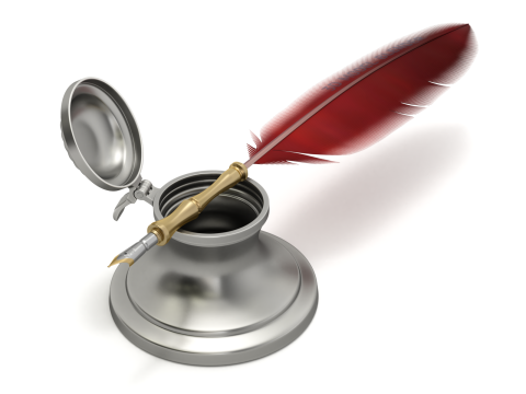Quill Pen with Inkwell 3D Model