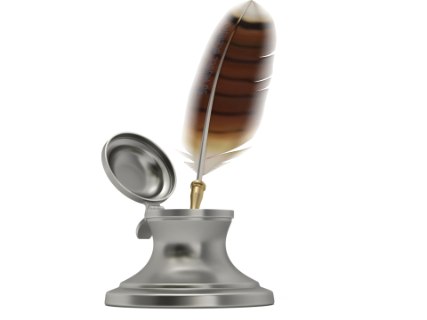 Quill Pen with Inkwell 3D Model