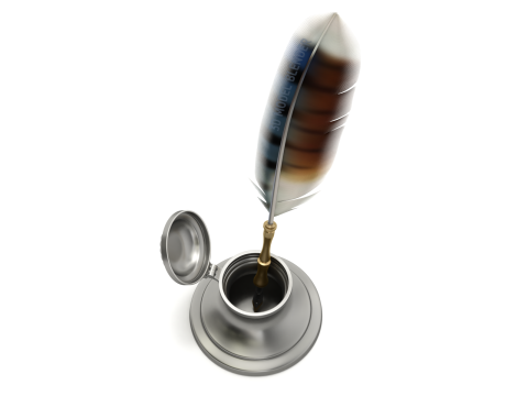 Quill Pen with Inkwell 3D Model