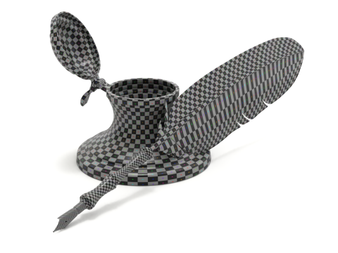 Quill Pen with Inkwell 3D Model