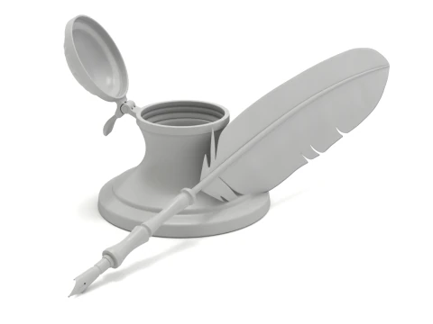 Quill Pen with Inkwell 3D Model