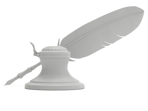 Quill Pen with Inkwell 3D Model