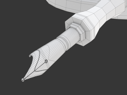 Quill Pen with Inkwell 3D Model