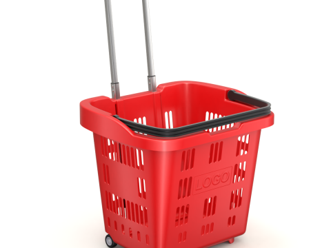 Rolling Shopping Basket 3D Model