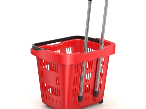 Rolling Shopping Basket Model 3D