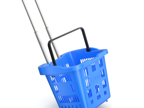 Rolling Shopping Basket Model 3D