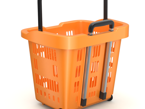 Rolling Shopping Basket Model 3D