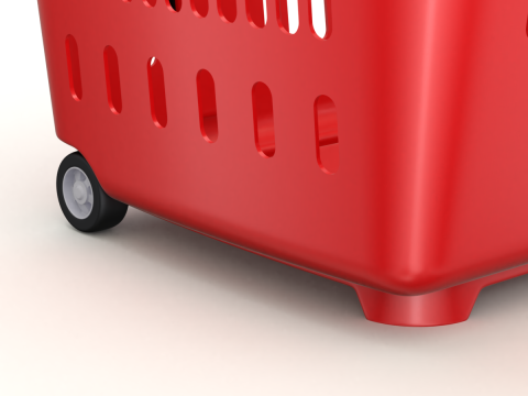 Rolling Shopping Basket Model 3D
