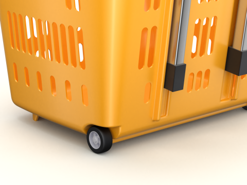 Rolling Shopping Basket Model 3D