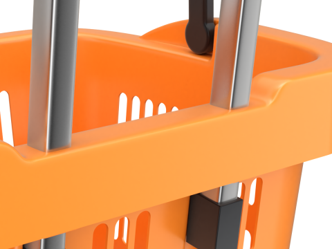 Rolling Shopping Basket Model 3D