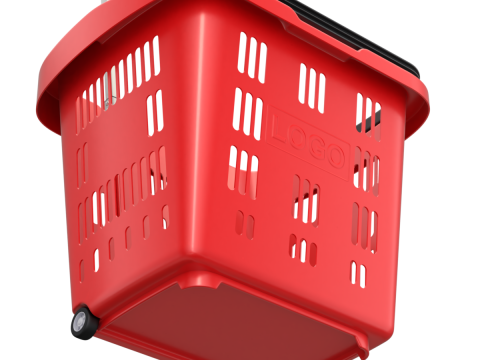 Rolling Shopping Basket Model 3D