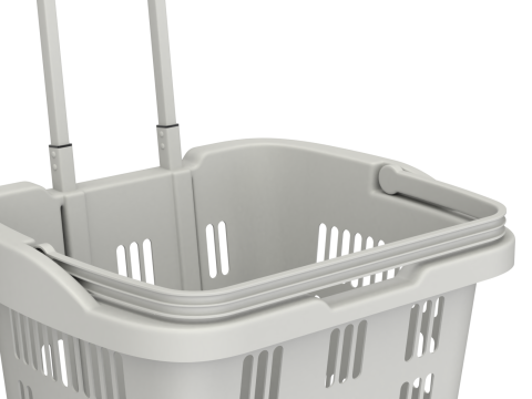 Rolling Shopping Basket Model 3D