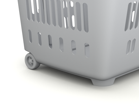 Rolling Shopping Basket Model 3D
