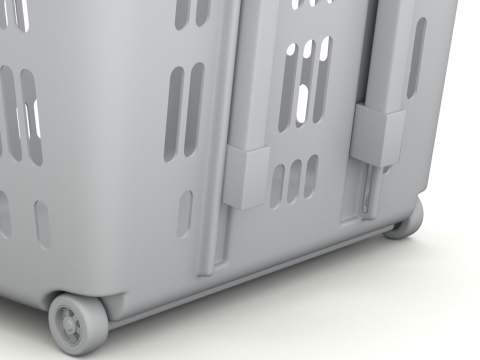 Rolling Shopping Basket Model 3D