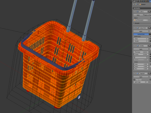 Rolling Shopping Basket Model 3D