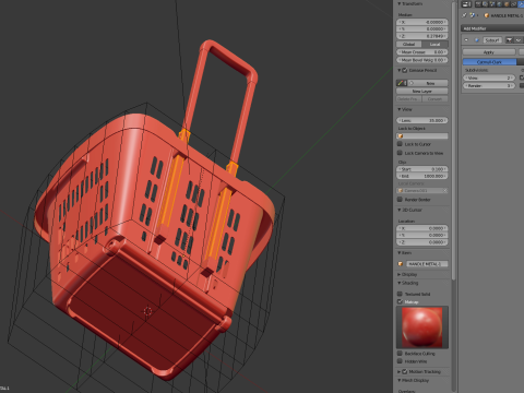 Rolling Shopping Basket Model 3D