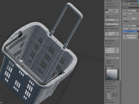 Rolling Shopping Basket Model 3D