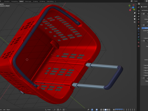 Rolling Shopping Basket Model 3D