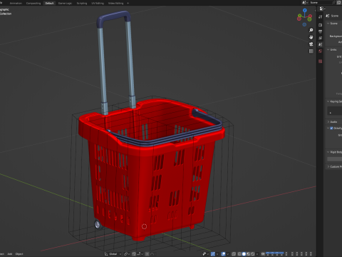 Rolling Shopping Basket Model 3D