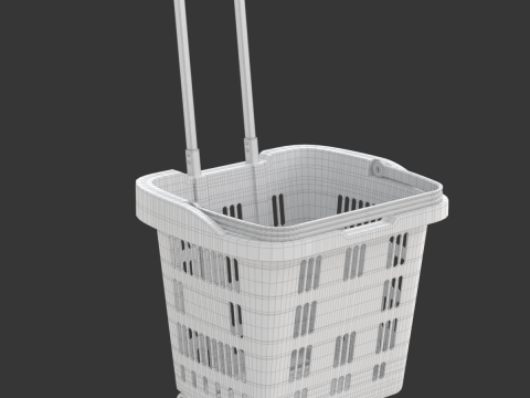 Rolling Shopping Basket Model 3D