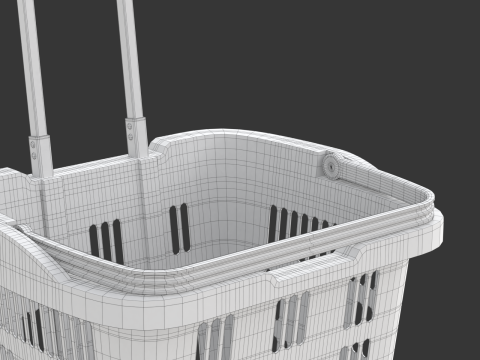 Rolling Shopping Basket Model 3D