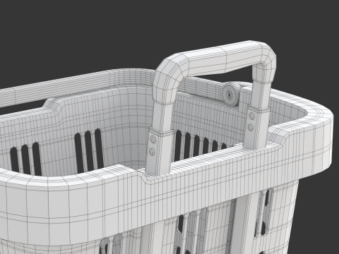 Rolling Shopping Basket Model 3D