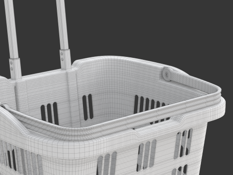 Rolling Shopping Basket Model 3D