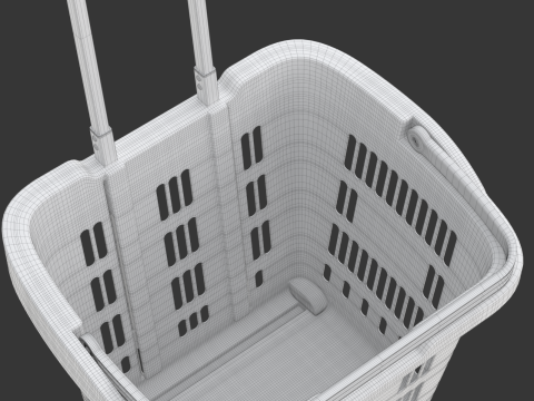Rolling Shopping Basket Model 3D