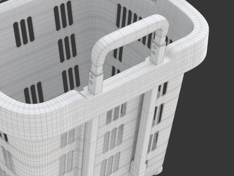 Rolling Shopping Basket Model 3D