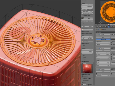 Unidade de aquecimento e AC Modelo 3D