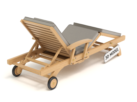 Wooden Sun Lounger 3D Model