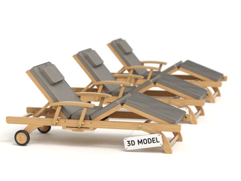 Wooden Sun Lounger 3D Model