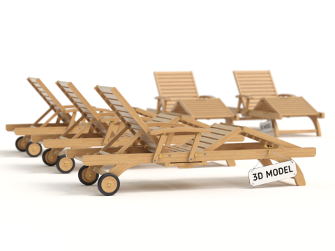 Wooden Sun Lounger 3D Model