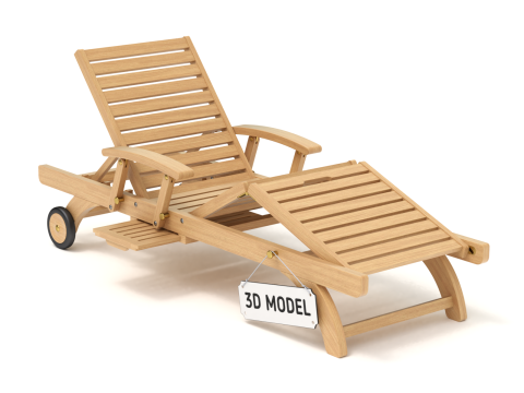 Wooden Sun Lounger 3D Model