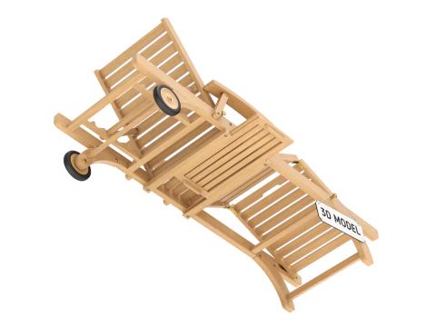Wooden Sun Lounger 3D Model