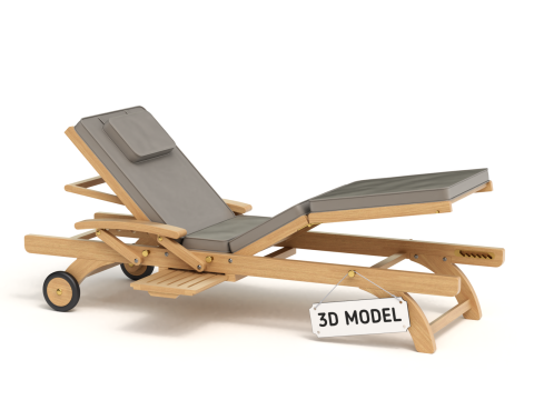 Wooden Sun Lounger 3D Model