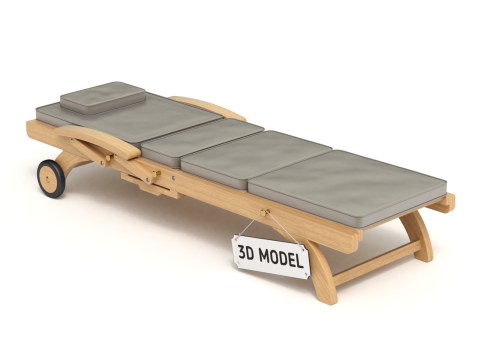 Wooden Sun Lounger 3D Model