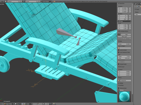 Wooden Sun Lounger 3D Model