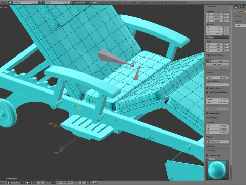 Wooden Sun Lounger 3D Model
